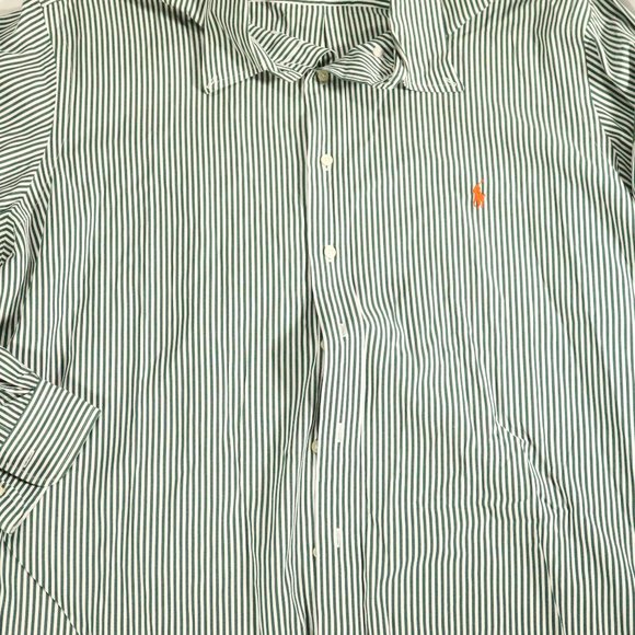VTG RALPH LAUREN Green/White Striped L/S Shirt Sz XLT Tall - Picture 3 of 11